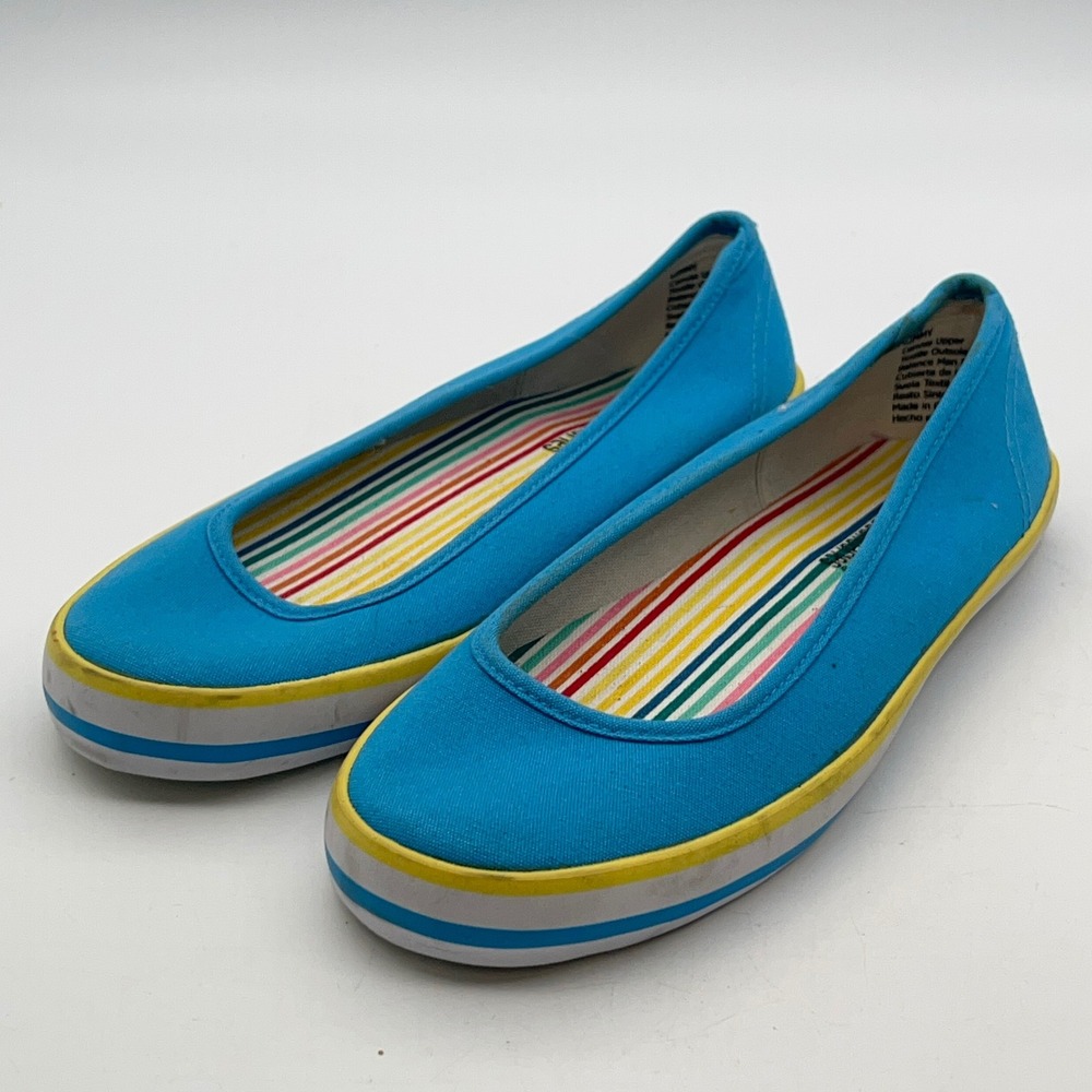 No Boundaries Blue Canvas Ballet Flats Striped Insole 2549229 Womens Size 6